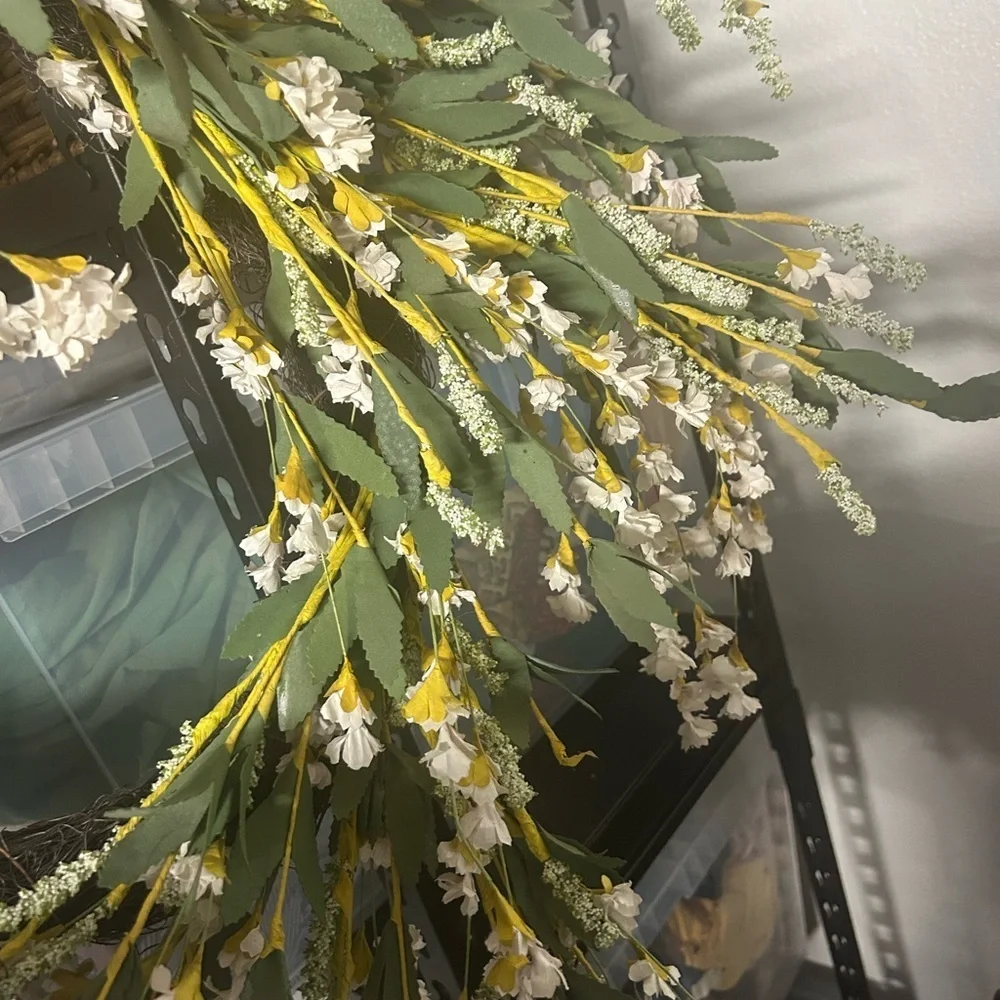 Floral Wreath with White and Green Accents